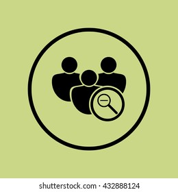Vector illustration of user zoom out sign icon on green circle background.