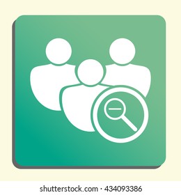 Vector illustration of user zoom out sign icon on green light background.