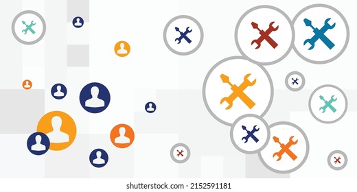 vector illustration of users and repair tools for fixing user experience problems 
