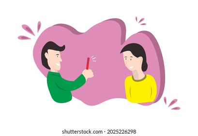 A vector illustration, of using the camera for selfie photos.