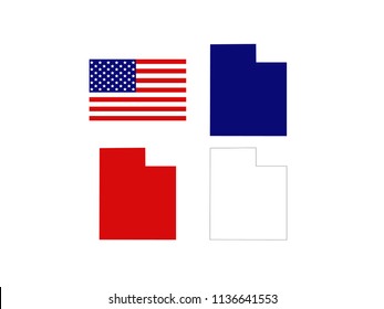 vector illustration of Utah maps with USA flag