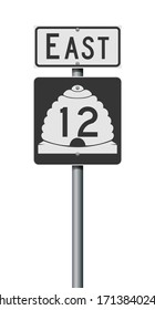 Vector illustration of the Utah State Highway road sign on metallic post