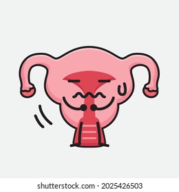 Ilustración vectorial del personaje de Uterus con cara linda y un simple dibujo de la línea corporal en un fondo aislado