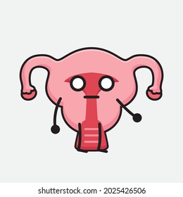 Ilustración vectorial del personaje de Uterus con cara linda y un simple dibujo de la línea corporal en un fondo aislado
