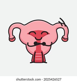 Vector Illustration of Uterus Character with cute face and simple body line drawing on isolated background