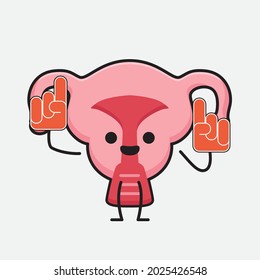 Ilustración vectorial del personaje de Uterus con cara linda y un simple dibujo de la línea corporal en un fondo aislado