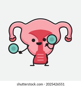 Ilustración vectorial del personaje de Uterus con cara linda y un simple dibujo de la línea corporal en un fondo aislado
