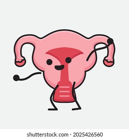 Vector Illustration of Uterus Character with cute face and simple body line drawing on isolated background