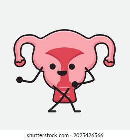 Vector Illustration of Uterus Character with cute face and simple body line drawing on isolated background