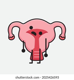 Vector Illustration of Uterus Character with cute face and simple body line drawing on isolated background