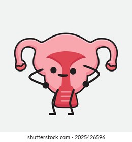 Ilustración vectorial del personaje de Uterus con cara linda y un simple dibujo de la línea corporal en un fondo aislado