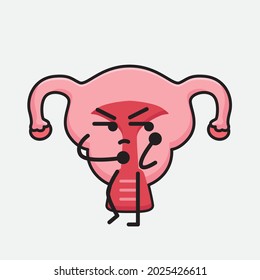Vector Illustration of Uterus Character with cute face and simple body line drawing on isolated background