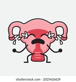 Ilustración vectorial del personaje de Uterus con cara linda y un simple dibujo de la línea corporal en un fondo aislado