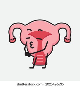 Vector Illustration of Uterus Character with cute face and simple body line drawing on isolated background