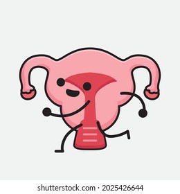 Ilustración vectorial del personaje de Uterus con cara linda y un simple dibujo de la línea corporal en un fondo aislado