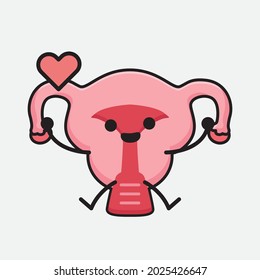 Ilustración vectorial del personaje de Uterus con cara linda y un simple dibujo de la línea corporal en un fondo aislado