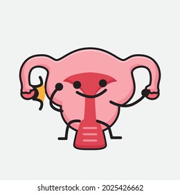 Vector Illustration of Uterus Character with cute face and simple body line drawing on isolated background