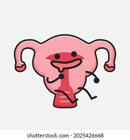 Ilustración vectorial del personaje de Uterus con cara linda y un simple dibujo de la línea corporal en un fondo aislado