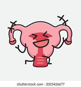 Ilustración vectorial del personaje de Uterus con cara linda y un simple dibujo de la línea corporal en un fondo aislado
