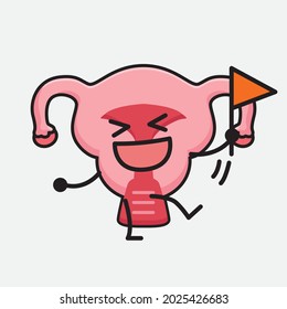 Vector Illustration of Uterus Character with cute face and simple body line drawing on isolated background