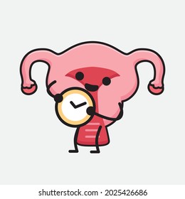 Ilustración vectorial del personaje de Uterus con cara linda y un simple dibujo de la línea corporal en un fondo aislado