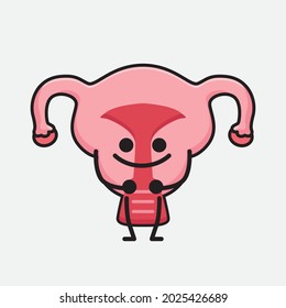 Ilustración vectorial del personaje de Uterus con cara linda y un simple dibujo de la línea corporal en un fondo aislado