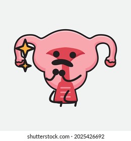 Vector Illustration of Uterus Character with cute face and simple body line drawing on isolated background
