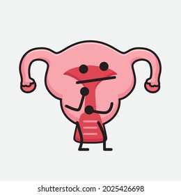Vector Illustration of Uterus Character with cute face and simple body line drawing on isolated background