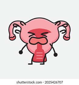 Ilustración vectorial del personaje de Uterus con cara linda y un simple dibujo de la línea corporal en un fondo aislado