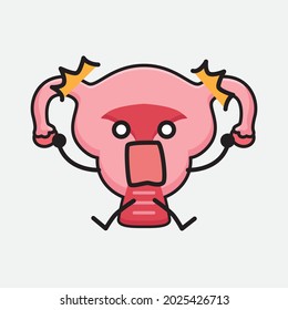 Ilustración vectorial del personaje de Uterus con cara linda y un simple dibujo de la línea corporal en un fondo aislado