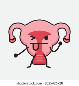 Vector Illustration of Uterus Character with cute face and simple body line drawing on isolated background