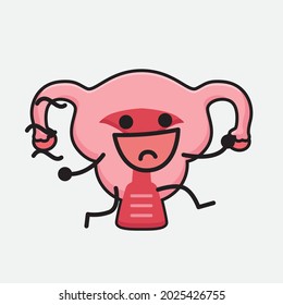 Vector Illustration of Uterus Character with cute face and simple body line drawing on isolated background