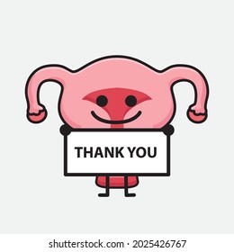 Ilustración vectorial del personaje de Uterus con cara linda y un simple dibujo de la línea corporal en un fondo aislado