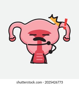 Ilustración vectorial del personaje de Uterus con cara linda y un simple dibujo de la línea corporal en un fondo aislado