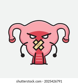 Ilustración vectorial del personaje de Uterus con cara linda y un simple dibujo de la línea corporal en un fondo aislado