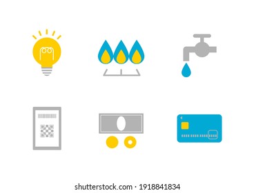 Vector illustration of Utility bill payment. Icons set.