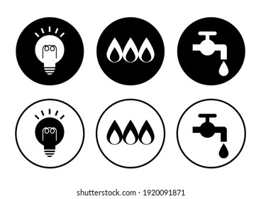 Vector illustration of Utility bill payment. Icons set.