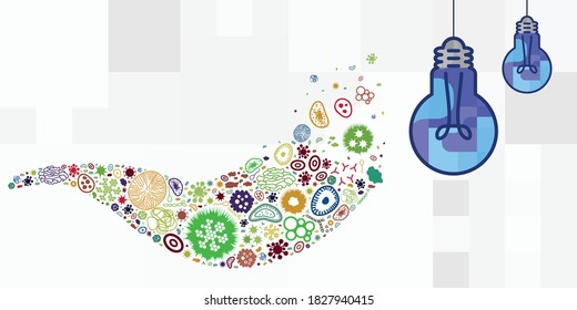 ilustración vectorial de la luz ultravioleta para sanitizar superficies de microbios y bacterias