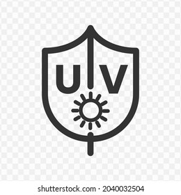 Vector illustration of UV light shield icon in dark color and transparent background(png).