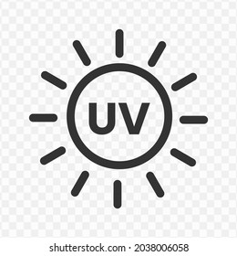Vector illustration of UV rays icon in dark color and transparent background(png).
