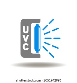 Vector Illustration Of UVC Lamp. Symbol Of UV-C Light Sterilization. Icon Of Disinfection Uv Light.