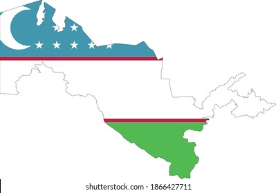 ilustración vectorial del mapa y bandera de Uzbekistán