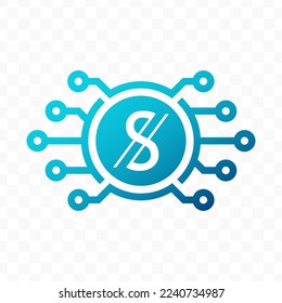 Vector illustration of Uzbekistani sum digital currency icon in blue color and transparent background (PNG).