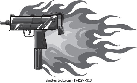 Vektorgrafik einer Zi-Waffe mit Flammen