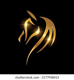 A vector Illustration of v in black background with gold shine effect