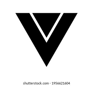 Vector illustration of a 'V' icon on a white background, overlapping black triangles.