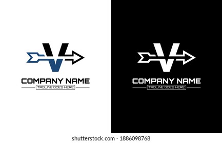 Vector illustration of V logo shape arrow graphic