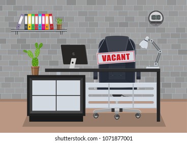 Vector illustration. Vacant office work place.