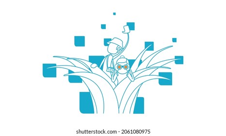 Vector illustration with vacation and exploration concept