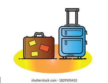 vector illustration of vacation icon with suitcase, travel symbol